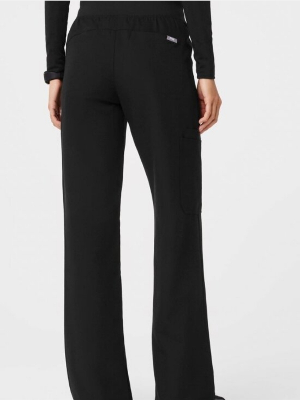 Figs Women Size S/P BLACK High Waisted Isabel Wide Leg Scrub Pants Pockets Work - Picture 2 of 16